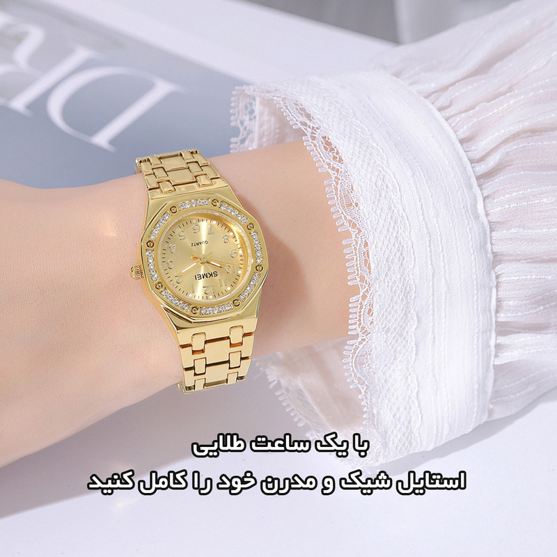 ساعت زنانه اسکمی مدل 2508 GD طلایی نگین‌دار - تصویر 7
