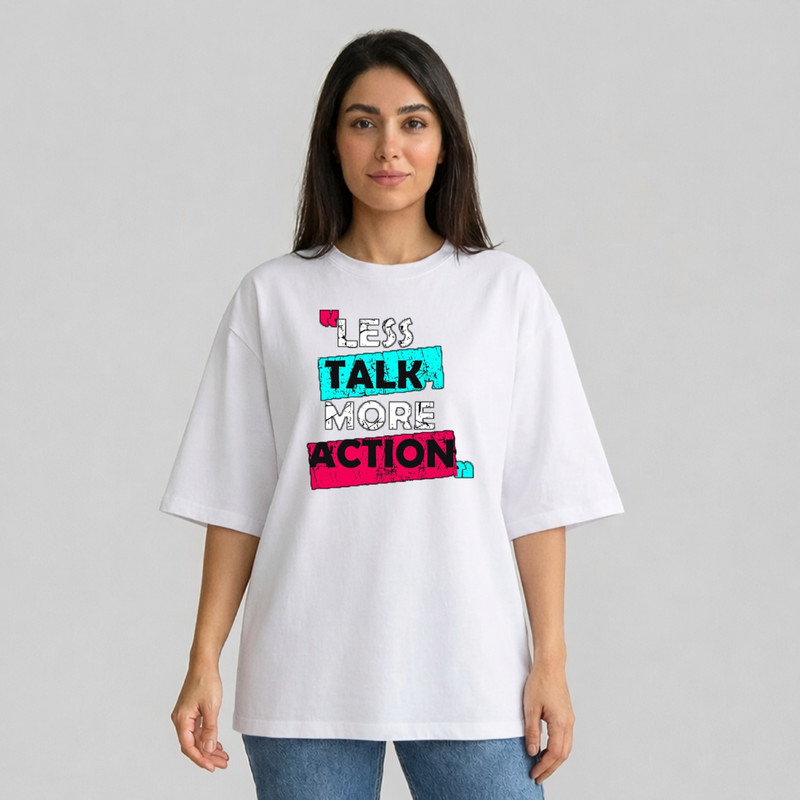 تی‌شرت باکسی زنانه آستین سه‌ربع طرح نوشته کلاسیک - تصویر 4