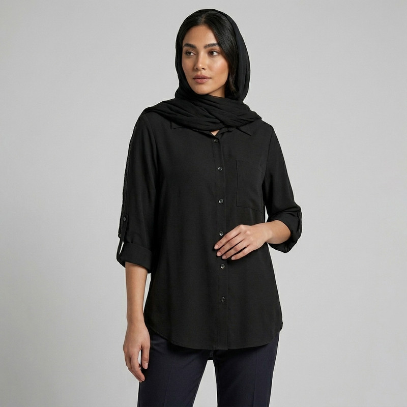 مانتو شومیزی زنانه پارچه ابر و بادی، قد ۷۲ سانتی‌متر - تصویر 5