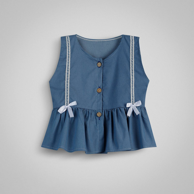 ست سه‌تکه دخترانه مروارید بلوز حریر وشلوار لی کاغذی - تصویر 6