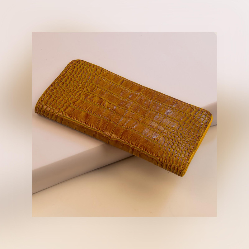 کیف پول چرم عطارد مدل K06 چرم طبیعی کروکو ۱۹ در ۹ سانتی - تصویر 8