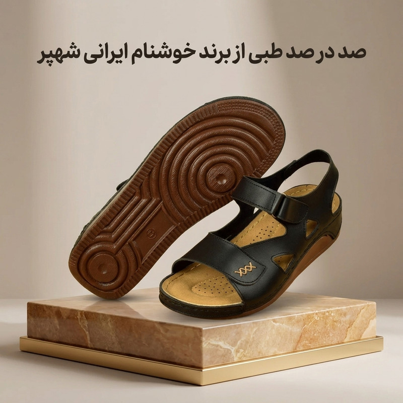 صندل زنانه طبی شهپر مدل هات سامر با چرم مصنوعی باکیفیت - تصویر 6