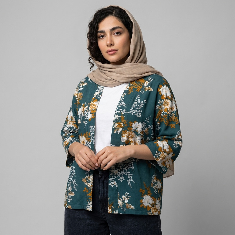 رویه زنانه گلدار جلو باز نخ پنبه نازک کد ۲۸