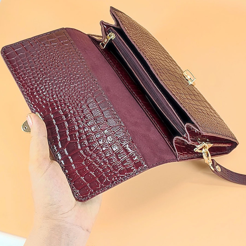 کیف دستی زنانه چرم آنا مدل 30320 دست دوز با چرم ورنی - تصویر 6