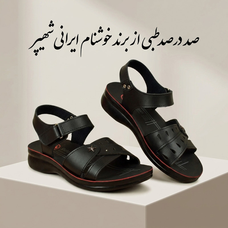 صندل طبی زنانه شهپر با رکاب چسبی و چرم مصنوعی - تصویر 5