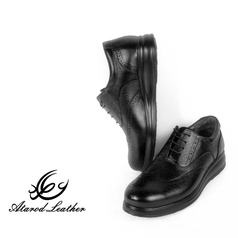 کفش طبی مردانه چرم عطارد مدل SH188 تمام چرم سبک لوکس دستدوز - تصویر 6