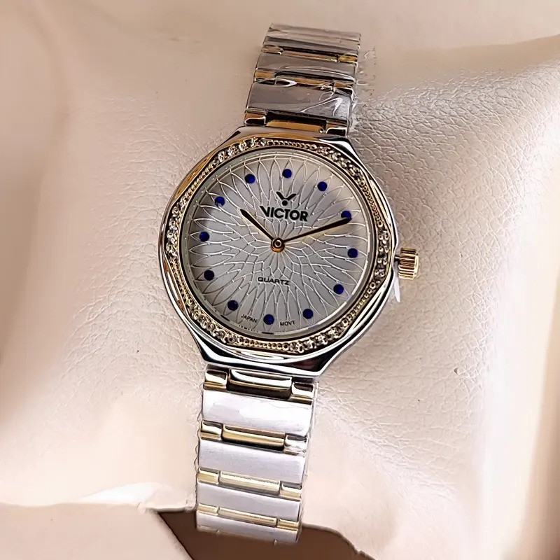 ساعت مچی کوارتز زنانه ویکتور فرانسه مدل V5762 چهارگوش استیل - تصویر 3