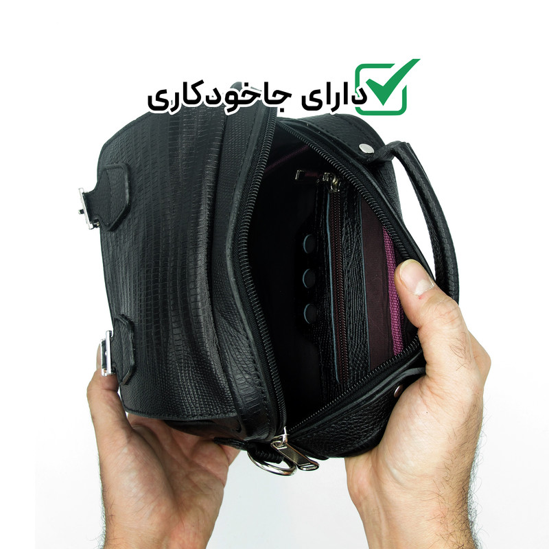 کیف رودوشی مردانه چرم طبیعی FTH127L سبک پستمن ۴ جیبی - تصویر 9