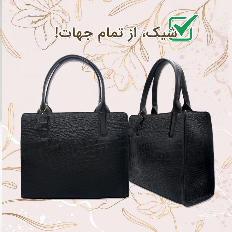 کیف دوشی زنانه چرم طبیعی مدل 129C سایز بزرگ - تصویر 6