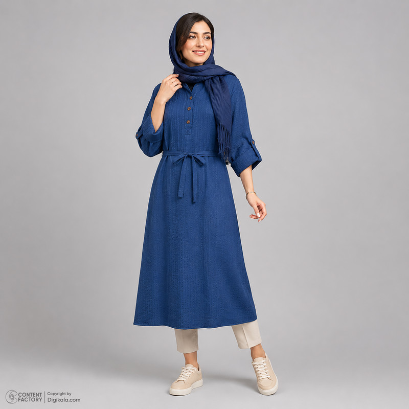 مانتو جلو بسته زیر زانو زنانه السانا مدل هایکا کد 2563 - تصویر 4