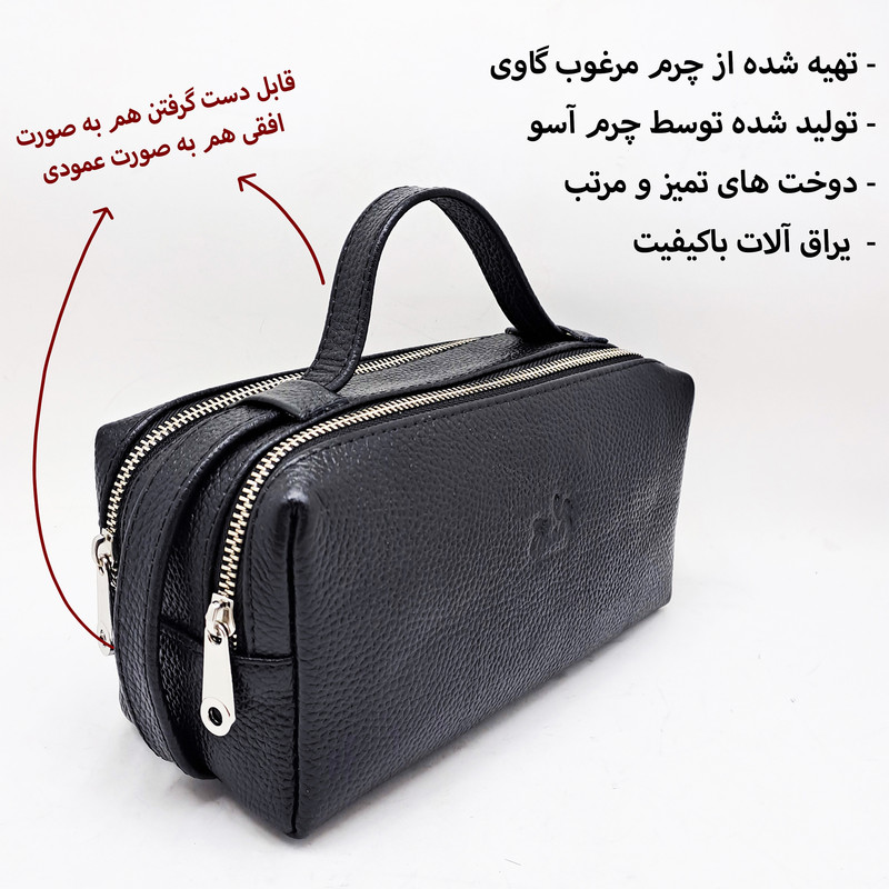 شوزبگ چرم طبیعی آسو مدل طرح فلوتر شیک - تصویر 7