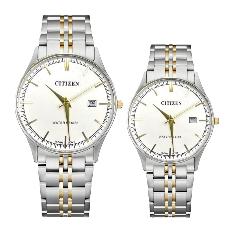 ست ساعت مچی زنانه و مردانه کلاسیک تک موتوره بند فلزی