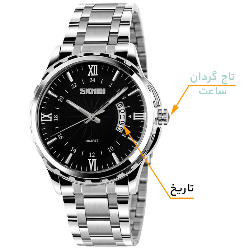 ساعت مچی مردانه اسکمی مدل 9069 کد 08 صفحه مشکی - تصویر 6