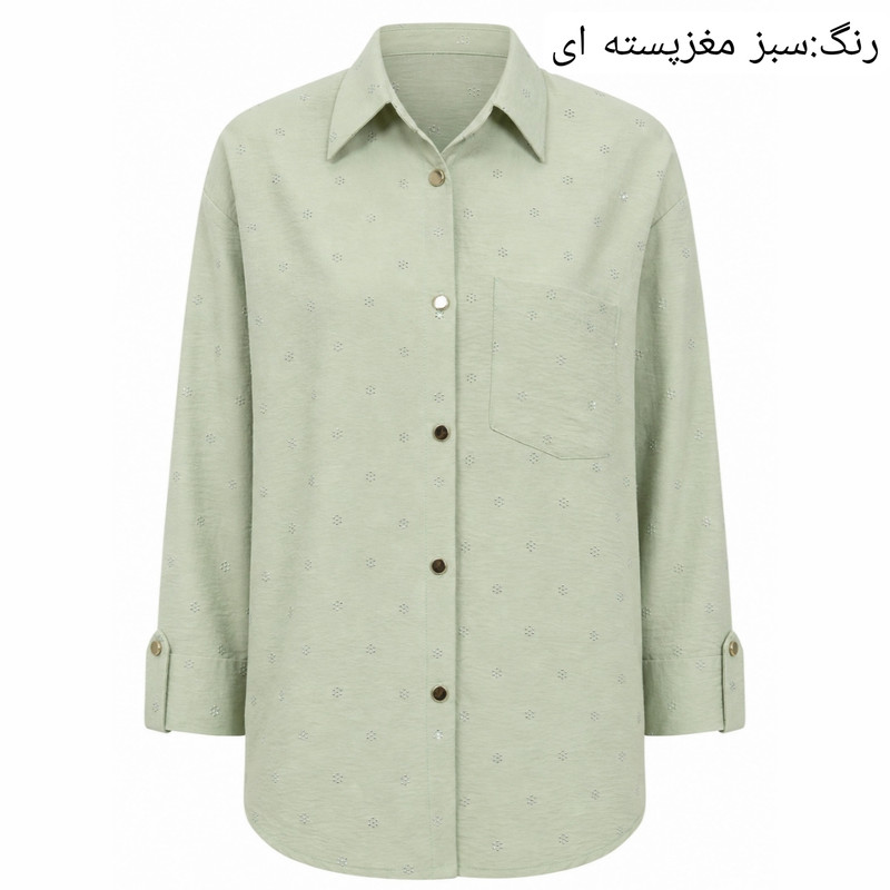 مانتو زنانه نگین‌دار با دکمه سیلک مدل ۱۱۳۱۴۲ - تصویر 2