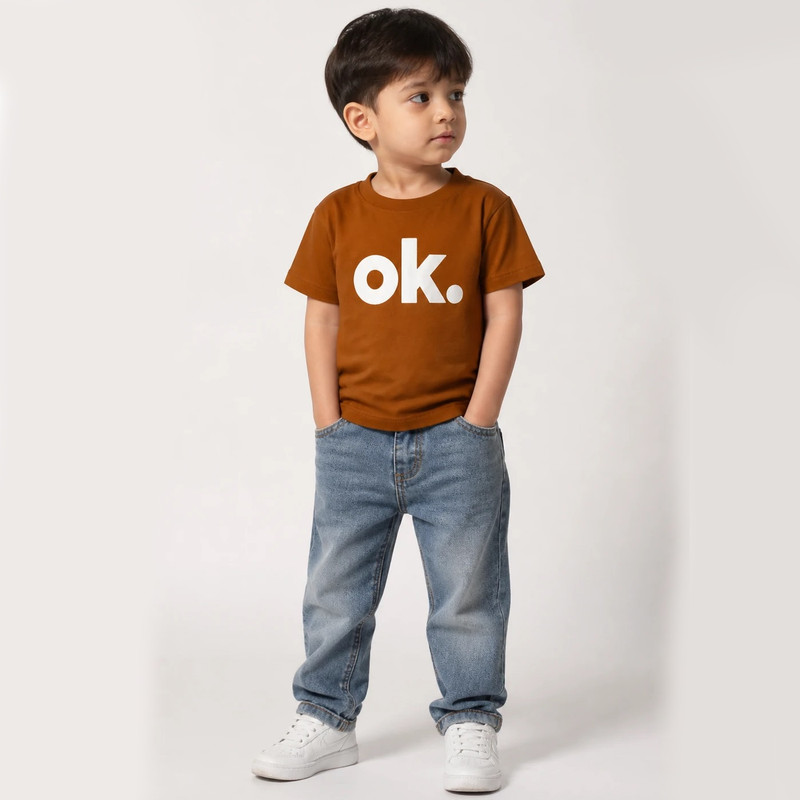 تی‌شرت آستین کوتاه پسرانه کراس مدل OK رنگ خاکستری - تصویر 4