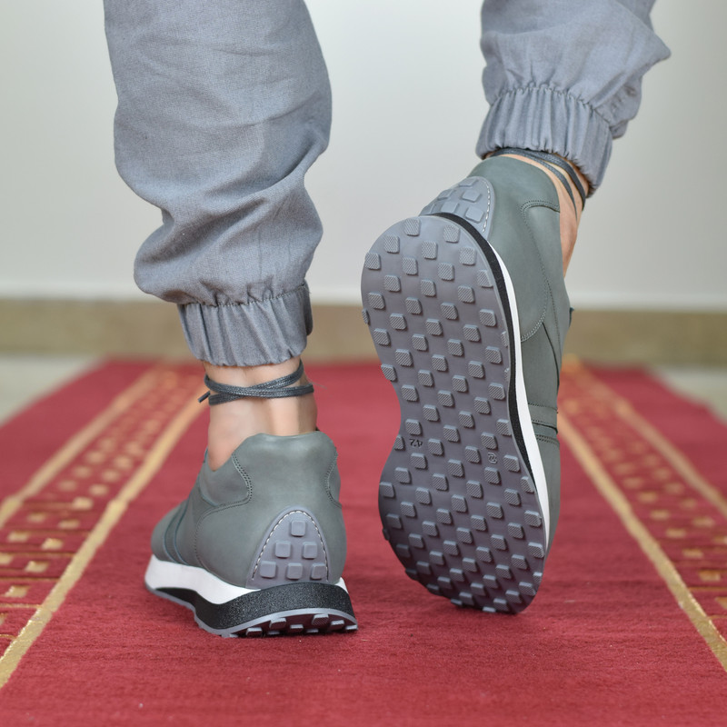 کفش اسپرت مردانه کرمانی چرم دستدوز طبیعی رنگ سبز یشمی - تصویر 9