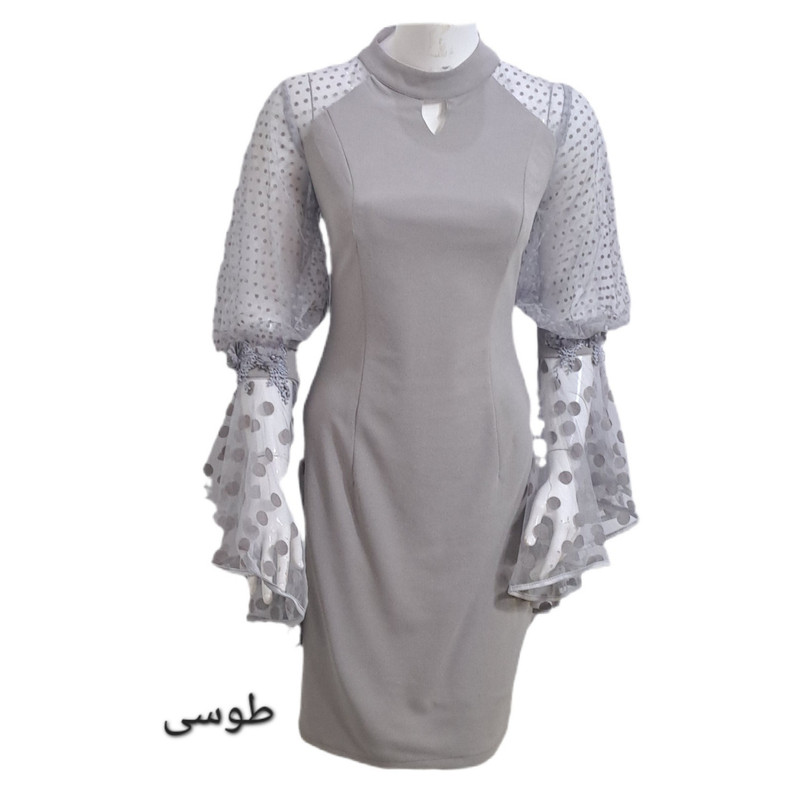 پیراهن مجلسی زنانه یقه گرد کرپ دالقیچ مدل ۹۰۳۳ - تصویر 6