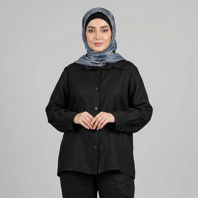 مانتو زنانه السانا مدل هوپاد قد زیر باسن یقه برگردان