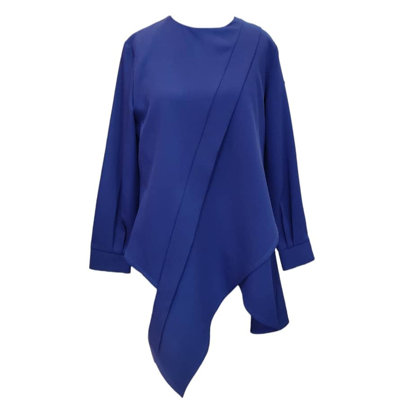 شومیز مجلسی زنانه آستین بلند یقه گرد کد 111 آبی کربنی - تصویر 13