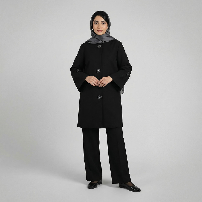 مانتو زنانه السانا مدل والریا زیر زانو یقه گرد