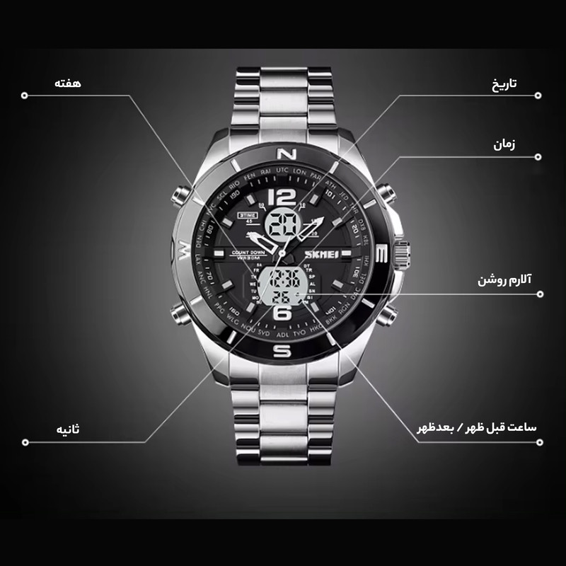 ساعت مچی عقربه‌ای مردانه اسکمی ضد آب اسپرت کاربردی - تصویر 7