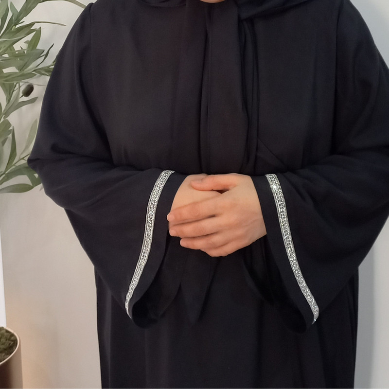 مانتو عبایی زنانه مدل مجلسی کد ۱۰۸ یقه ایستاده کرپ الیزه - تصویر 5