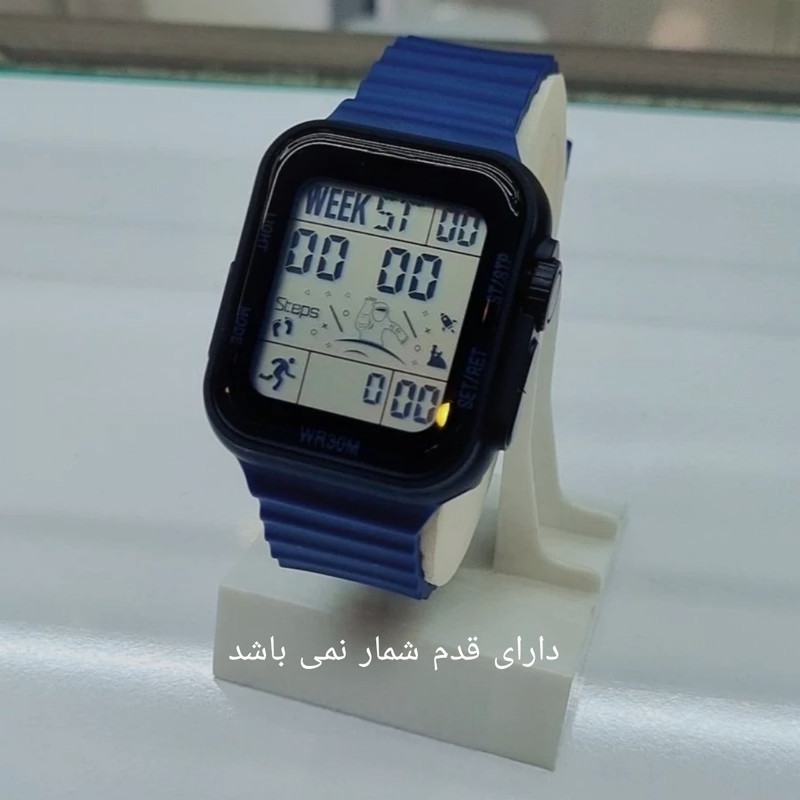 ساعت مچی دیجیتال اسپرت مستطیلی کرنوگراف ضدآب باند سیلیکونی - تصویر 5