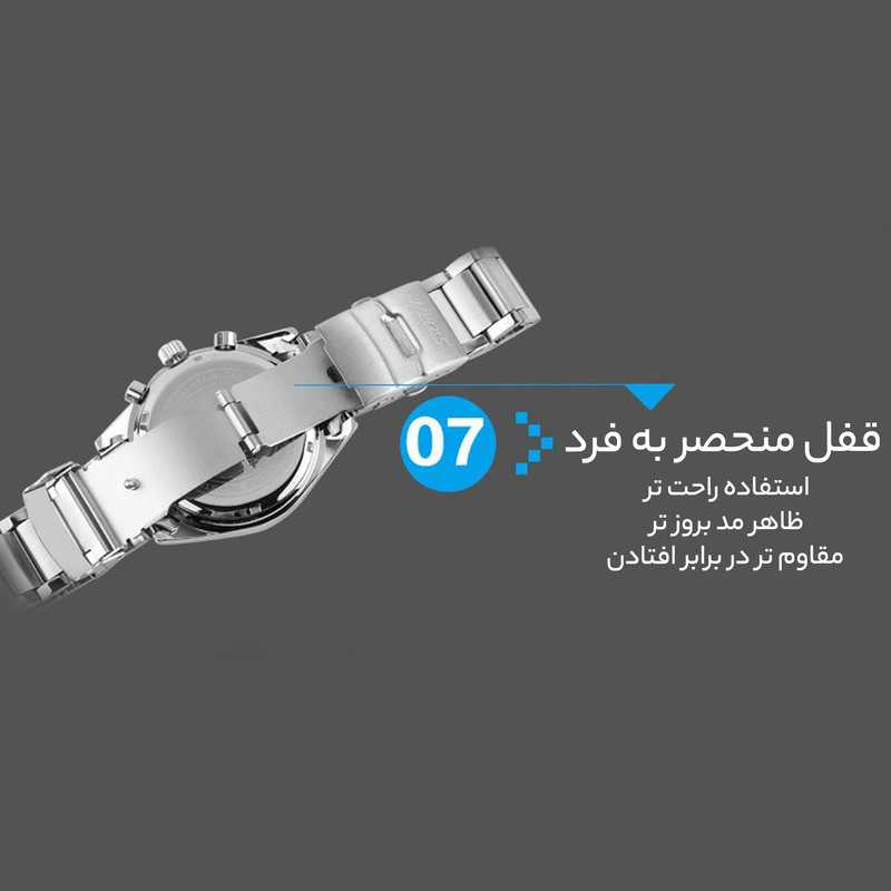 ساعت مچی عقربه‌ای مردانه اسکمی با بدنه فلزی و شیک - تصویر 10