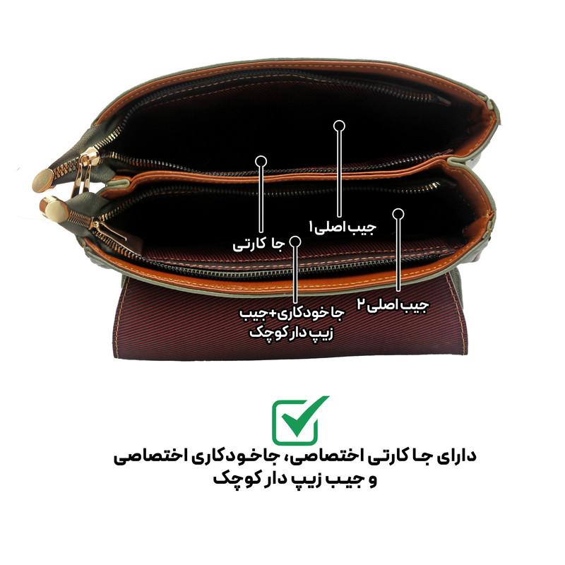 کیف دوشی زنانه چرم طبیعی مدل 146F چندمنظوره - تصویر 7