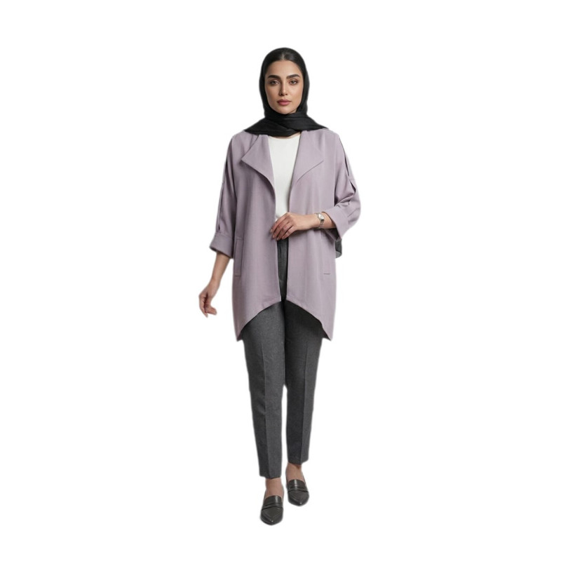 مانتو زیر باسن زنانه اسپرت کد 321 یقه انگلیسی قد نامتقارن - تصویر 2