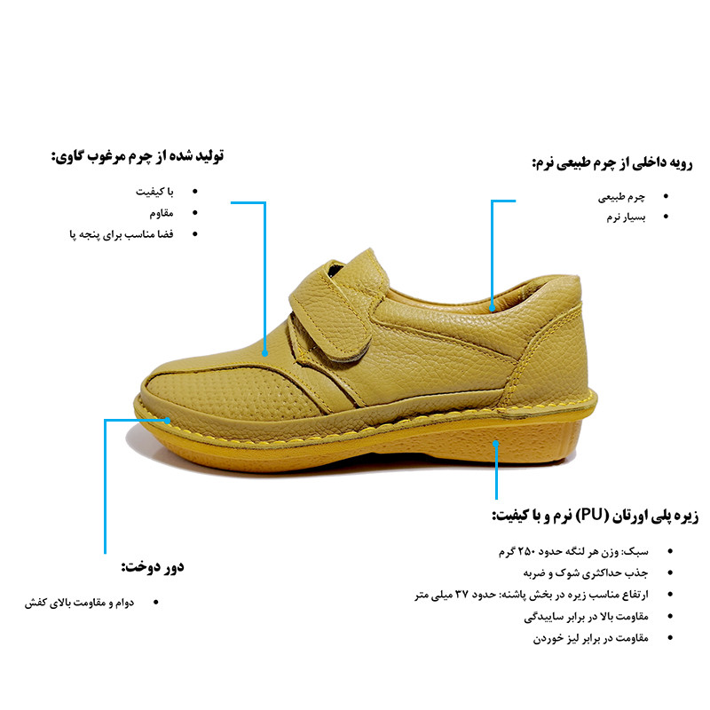 کفش طبی زنانه معراج طب تمام چرم با دوخت دور و مقاوم - تصویر 14