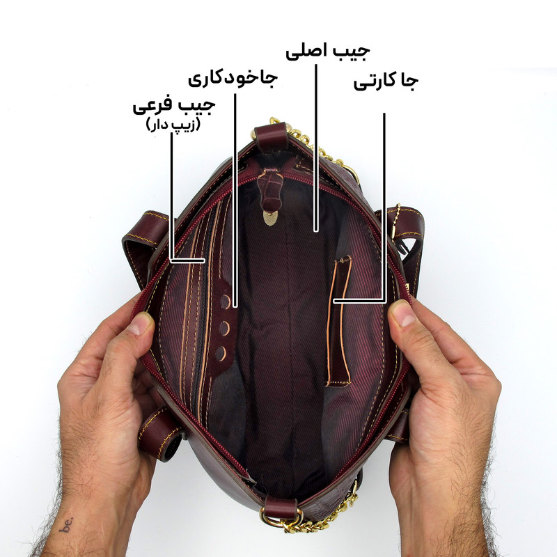 کیف دوشی زنانه چرم طبیعی مدل 122 جادار و شیک - تصویر 6