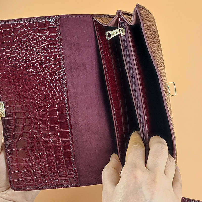 کیف دستی زنانه چرم آنا مدل 30320 دست دوز با چرم ورنی - تصویر 5