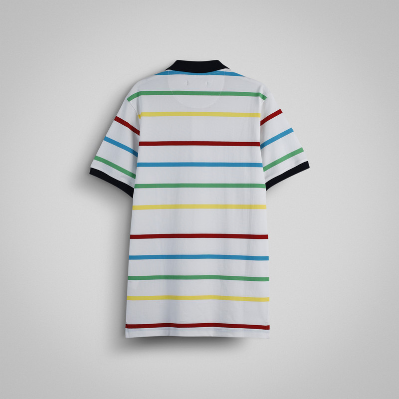 پولوشرت مردانه آستین کوتاه یقه برگردان طرح راه‌راه چندرنگ - تصویر 9