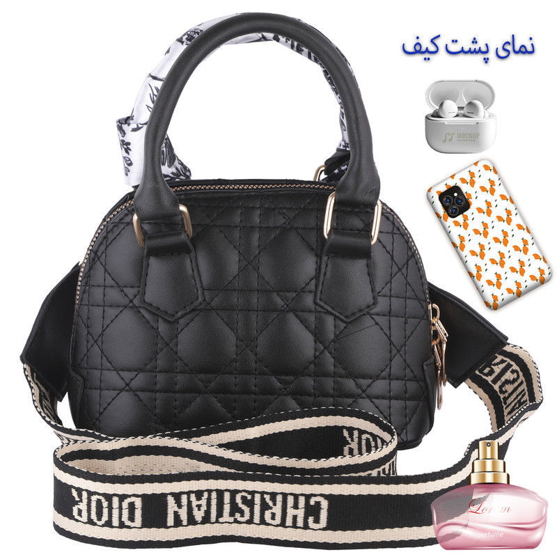 کیف دستی زنانه مجلسی بافت هندسی و یراقلات طلایی - تصویر 4