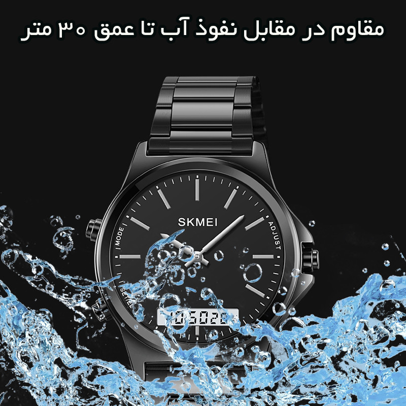 ساعت مچی دیجیتال مردانه اسکمی دوزمانه مشکی مدرن - تصویر 10