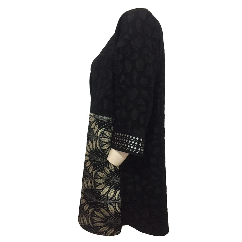مانتو زنانه نخی تافته ژاکارد مدل tm-2912 تنفس‌پذیر - تصویر 4