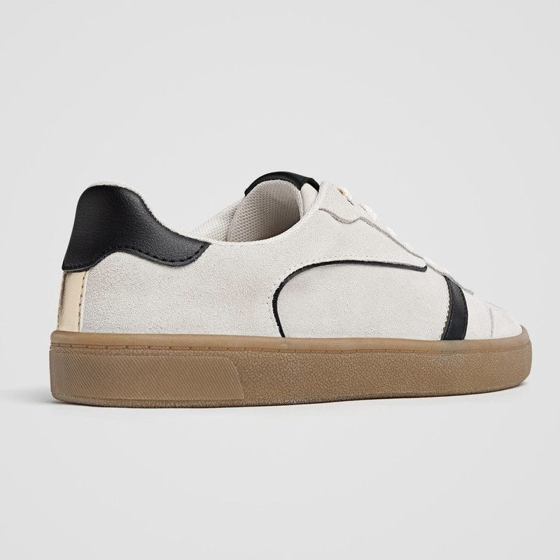 کفش روزمره زنانه استرادیواریوس مدل SPLIT LEATHER SNEAKERS 2025 چرمی سبک اسپرت - تصویر 5