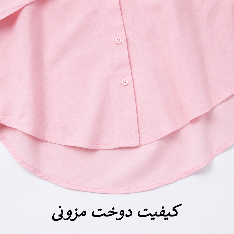 شومیز لینن زنانه مدل نراوا 4155 آستین پفی یقه برگردان قهوه‌ای - تصویر 22