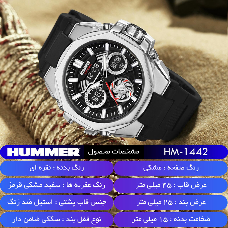 ساعت مچی مردانه هامر مدل HM1442-C2 بند رابر - تصویر 14