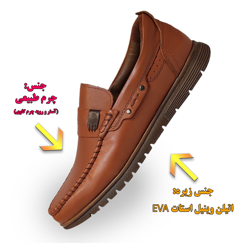 کفش طبی مردانه چرم با طراحی مهدارانه از پا - تصویر 3