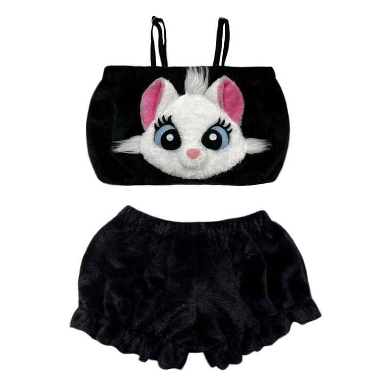 ست نیم تنه و شلوارک زنانه مدل cute cat ست نیم تنه و شلوارک زنانه مدل cute cat