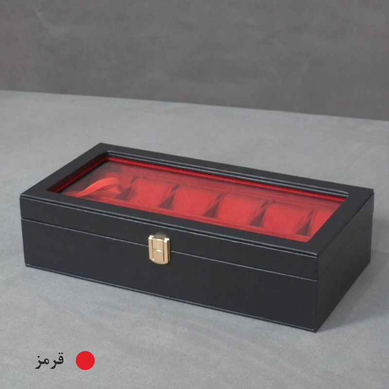 جعبه ساعت ۱۲ محفظه مدل مانا با درب شیشه‌ای و قفل طلایی - تصویر 7