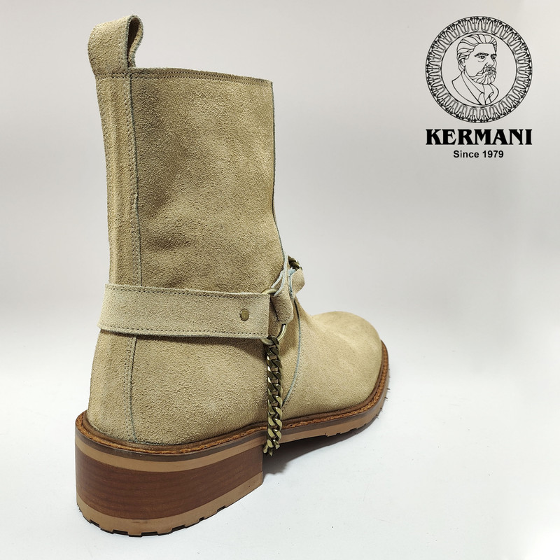 نیم‌بوت مردانه کرمانی، چرم جیر طبیعی، کد 653، زنجیر جدا شدنی، زیره دو لایه - تصویر 9