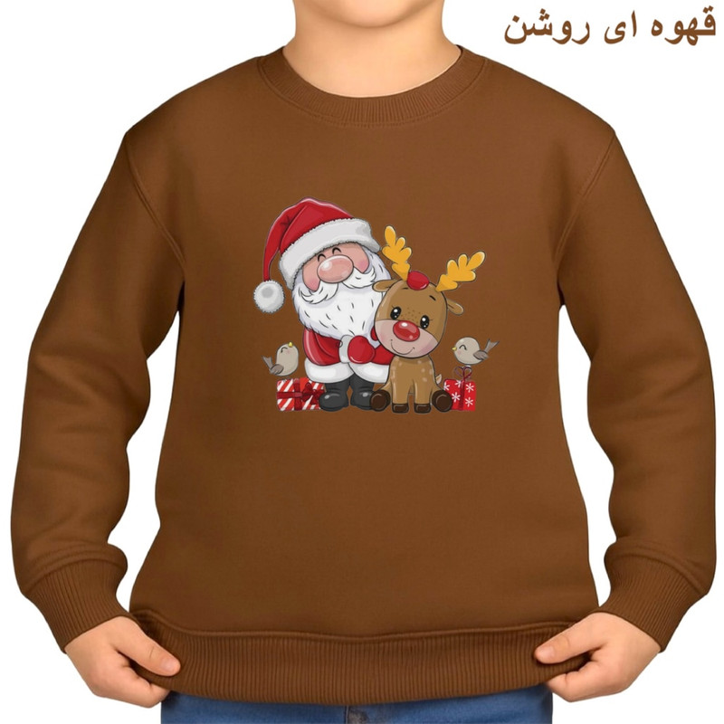 سویشرت کریسمس بابا نوئل و گوزن پنبه لایکرا