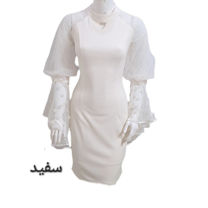 پیراهن مجلسی زنانه یقه گرد کرپ دالقیچ مدل ۹۰۳۳ - تصویر 5