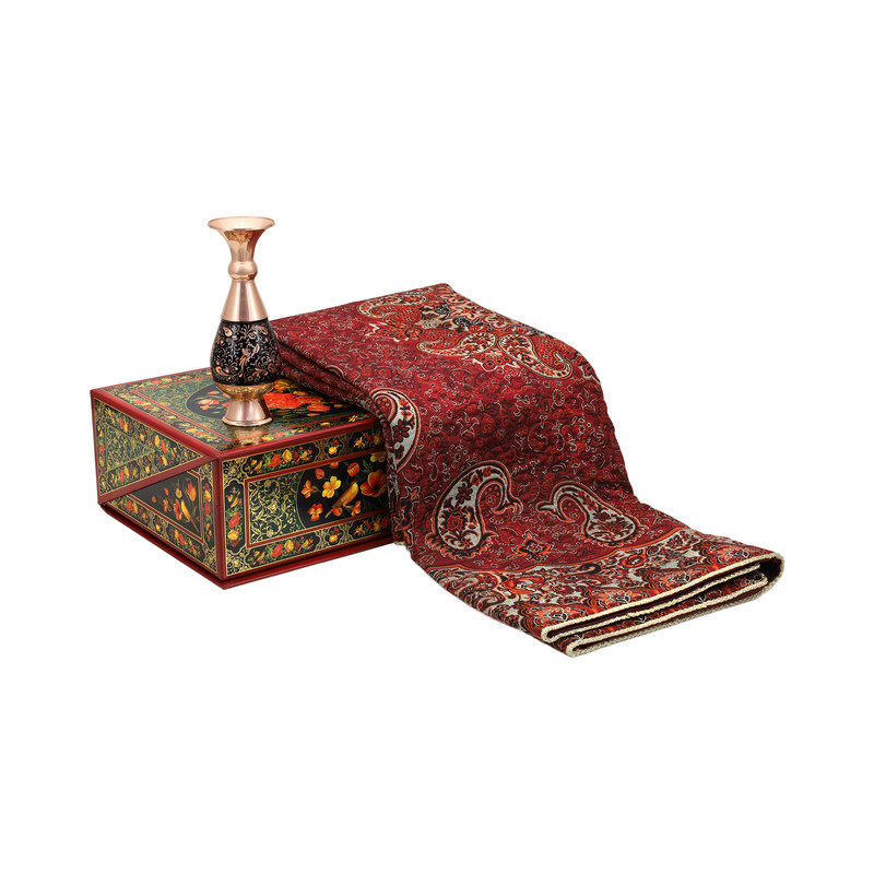 پک هدیه گلستان کد ۳ شامل ترمه نسترن پنج رنگ و گلدان الماس‌تراش سایز ۱۶ در جعبه گل و مرغ - تصویر 4