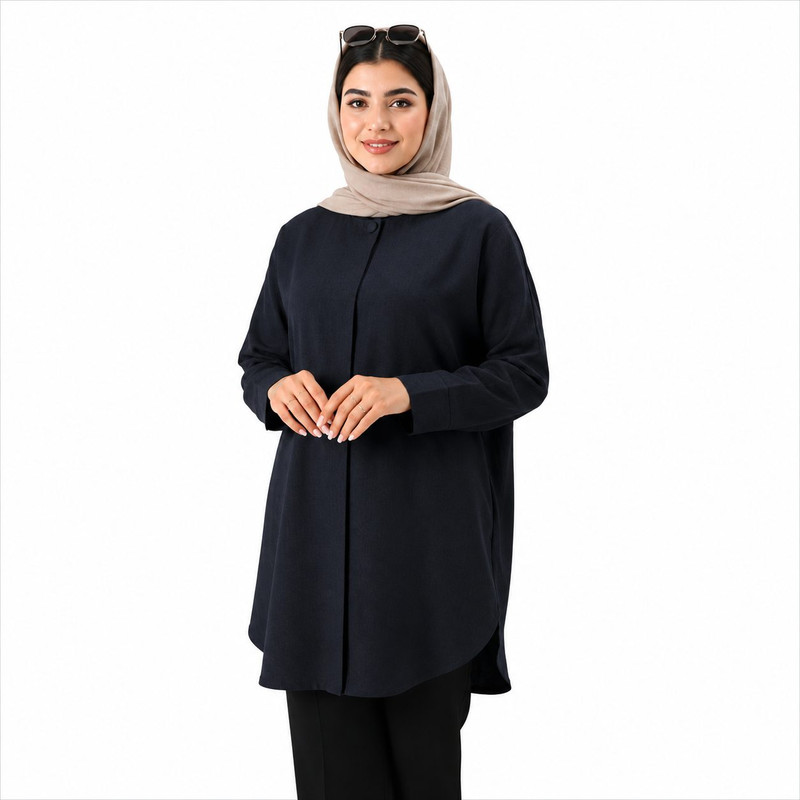 رویه زنانه مدل صوفیا پشت‌پیله یقه گرد دکمه مخفی آستین سه‌ربع