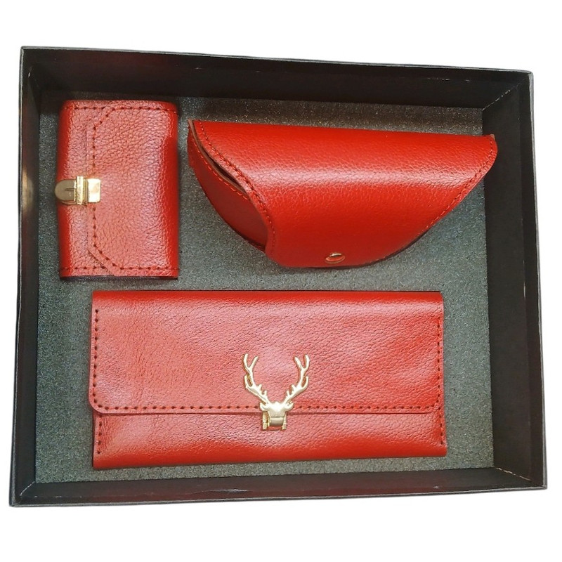 ست هدیه زنانه چرم طبیعی دستدوز مدل R140549