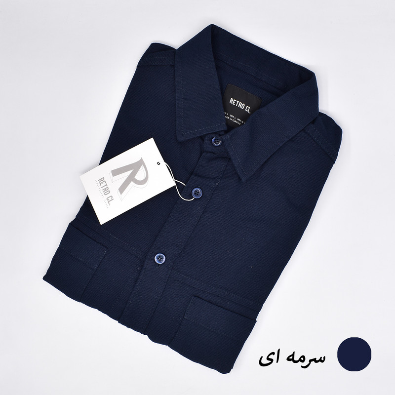 پیراهن آستین بلند یقه برگردان مردانه لینن با دو جیب سینه - تصویر 42